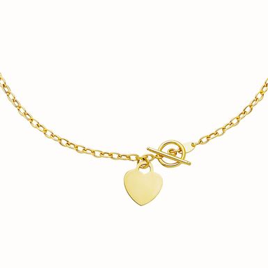 Toggle Bracelet with Heart Charm in 14k Yellow Gold (7.5 Inch)