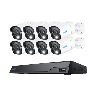 Reolink 12MP Security Camera System Outdoor, 16CH 4TB NVR & 8 PoE Wired Cameras with 2-Way Audio, NVS16-12MB8 - White