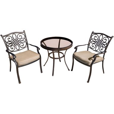 Traditions 3pc: 2 Dining Chairs, 30" Round Glass Top Table