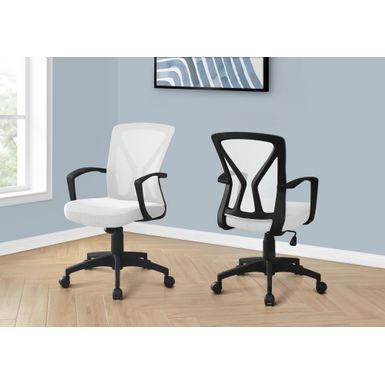 Office Chair/ Adjustable Height/ Swivel/ Ergonomic/ Armrests/ Computer Desk/ Work/ Metal/ Fabric/ White/ Black/ Contemporary/ Modern