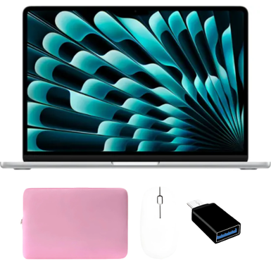 Apple - MacBook Air 13-inch Laptop with Pink Accessory Bundle - M3 chip Built for Apple Intelligence - 8GB Memory - 256GB SSD - Silver