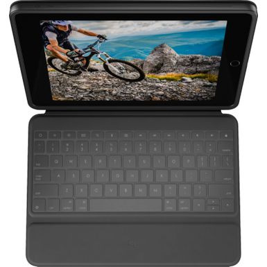 Logitech - Rugged Folio Keyboard Folio for Apple iPad (7th 8th  9th Gen) with Durable Spill-Proof Design - Graphite