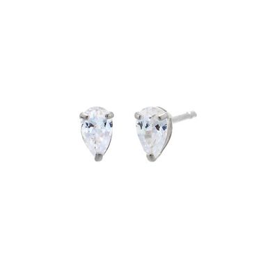 CZ Pear Shape Stud Earring 14K