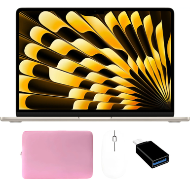 Apple - MacBook Air 13-inch Laptop with Pink Accessory Bundle - M3 chip Built for Apple Intelligence - 8GB Memory - 256GB SSD - Starlight