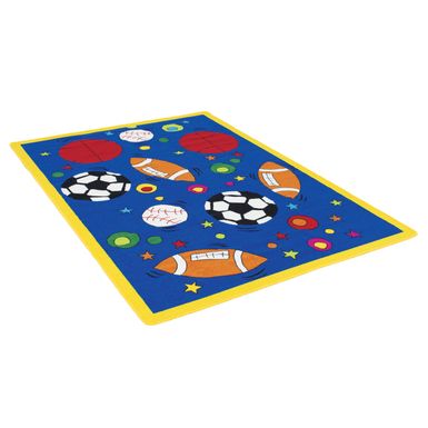 Contemporary Sports Balls 5' x 7' Area Rug in Multi-color