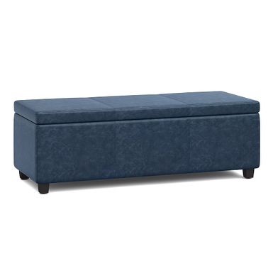 Simpli Home - Avalon Storage Ottoman Bench - Denim Blue