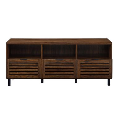 Walker Edison - Modern Slat Door TV Stand for Most Flat-Panel TV's up to 65 - Dark Walnut