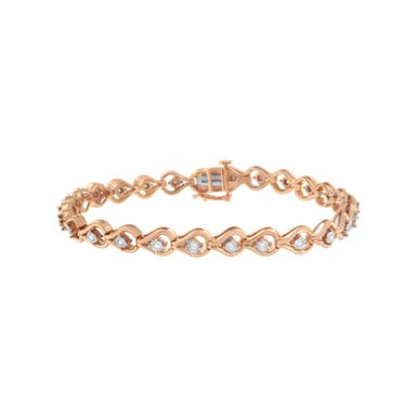 Rose Gold over .925 Sterling Silver 1/4 Cttw Diamond Miracle-Set Teardrop Shaped 7” Link Bracelet (I-J Color, I3 Clarity)