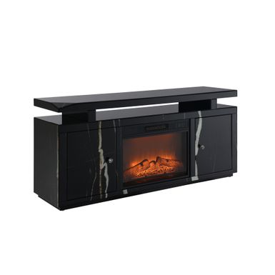 ACME Drisana TV Stand w/Fireplace in Black Mirrored Finish