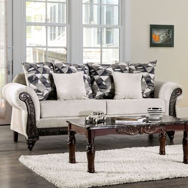 Traditional Chenille Upholstered Sofa in Gray