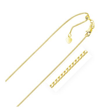 14k Yellow Gold Adjustable Box Chain 0.85mm (30 Inch)