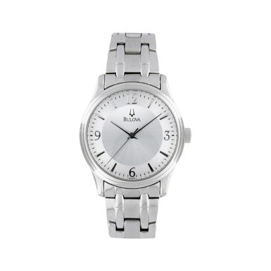 Bulova - Mens Corporate Collection Silver-Tone Stainless Steel Watch Silver Dial