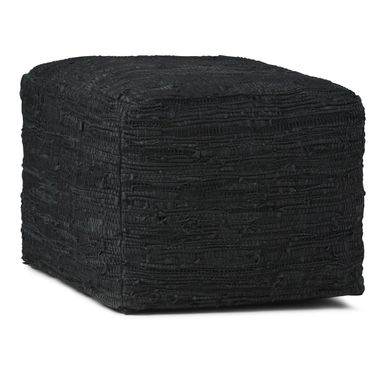 Simpli Home - Fredrik Square Pouf - Black