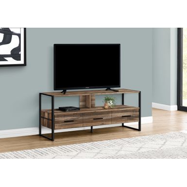 TV Stand/ 48 Inch/ Console/ Media Entertainment Center/ Storage Drawers/ Living Room/ Bedroom/ Laminate/ Metal/ Brown/ Black/ Contemporary/ Modern