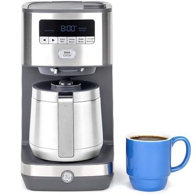 GE - 10 Cup Programmable Coffee Maker with Single Serve and Thermal Carafe - Stainless Steel