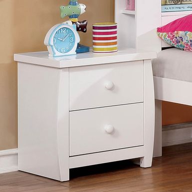 Transitional Solid Wood 2-Drawer Nightstand in White