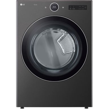 LG - 7.4 Cu. Ft. Stackable Smart Electric Dryer with TurboSteam - Black Steel