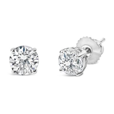 14K White Gold 1 1/2 Cttw Lab Grown Diamond Solitaire Stud Earrings with Screwbacks (F-G Color, VS2-SI1 Clarity)