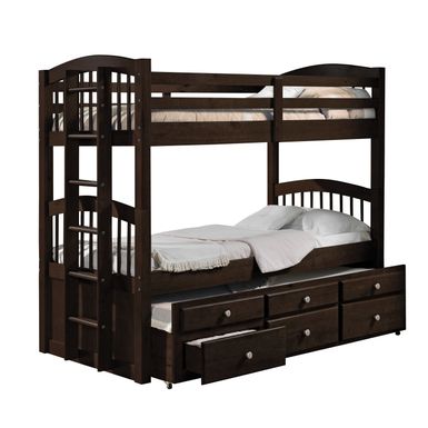 ACME Micah Twin/Twin Bunk Bed w/Trundle & Storage, Espresso