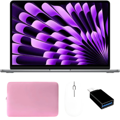 Apple - MacBook Air 13-inch Laptop with Pink Accessory Bundle - M3 chip Built for Apple Intelligence - 8GB Memory - 256GB SSD - Space Gray