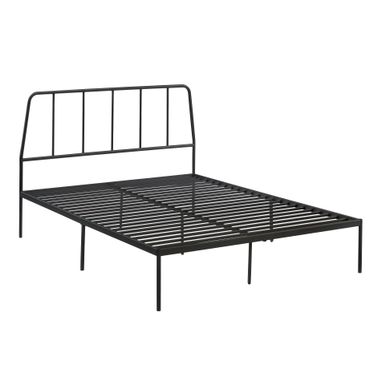 Sauder - Harvey Park Queen Metal Platform  Bed Frame with Headboard - Black