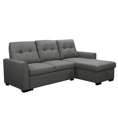 Irving 89 in. Dark Grey Right Facing L-Shaped Sleeper Sectional with Storage