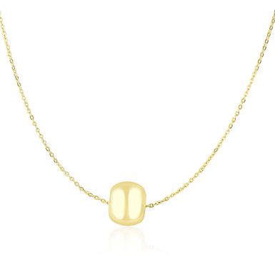 14k Yellow Gold Necklace with Shiny Barrel Bead Charm (18 Inch)