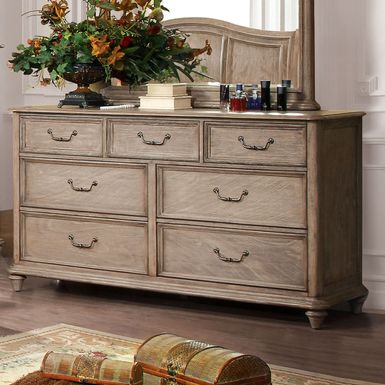 Rustic Solid Wood 7-Drawer Dresser in Rustic Natural Tone