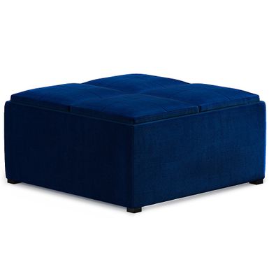 Simpli Home - Avalon Square Coffee Table Storage Ottoman - Blue