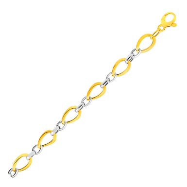 Twisted Oval Chain Bracelet in 14k Two Tone Gold (7.75 Inch)