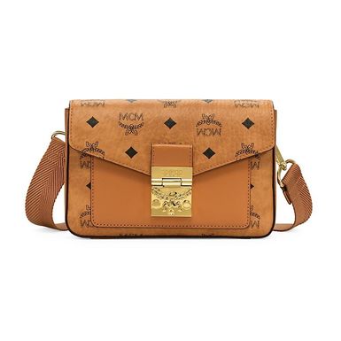 MCM Viktor Visetos Crossbody Small - Cognac