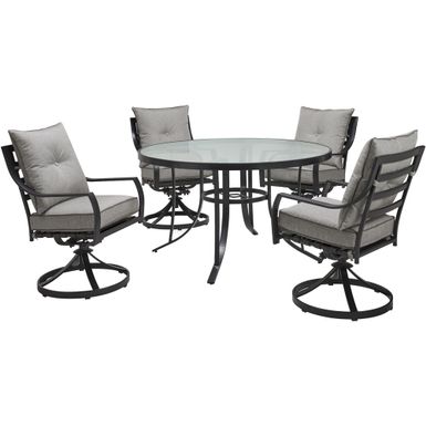 Lavallette 5pc: 4 Swivel Dining Chairs and Round Glass Table