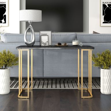 Contemporary Metal Console Table in Gold/Black