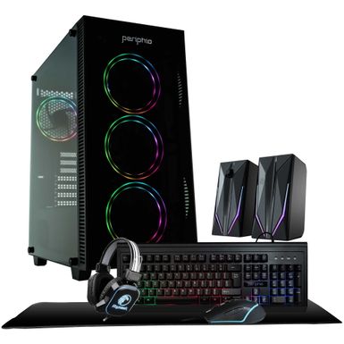 Periphio Terra Gaming PC Computer | AMD Ryzen 5 5600G | Radeon Vega 7 Graphics | 1TB Solid State (SSD) | 16GB DDR4 RAM | Windows 11 | RGB Elite 4-in-1 Gaming Bundle + RGB Speakers