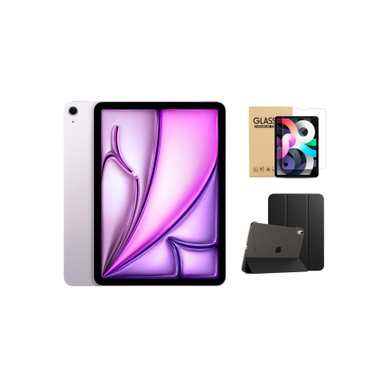 Apple - 11-inch iPad Air (Latest Model) M2 chip Wi-Fi 256GB - Purple With Black Case Bundle