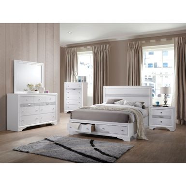 ACME Naima Eastern King Bed w/Storage, White