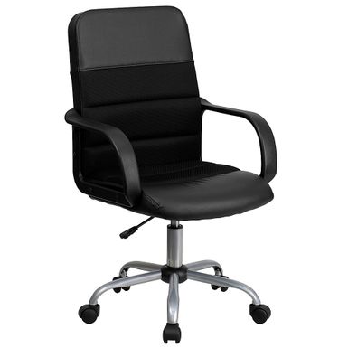 Alamont Home - Manor Contemporary Leather/Faux Leather Swivel Office Chair - Black