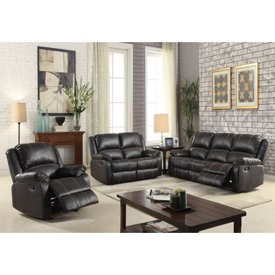 ACME Zuriel 3pc Living Room Chair Set, Black Synthetic Leather