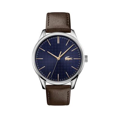 Lacoste  - Mens Vienna Brown Leather Strap Watch Dark Blue Dial