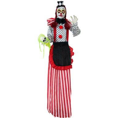 Life-Size Clown Girl Prop with Lights, Indoor/Covered Outdoor Halloween Decoration