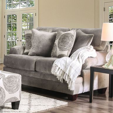 Transitional Microfiber Loveseat in Gray