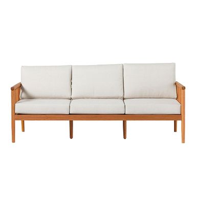 Walker Edison - Modern Solid Wood Spindle-Style Outdoor Triple Loveseat - Natural