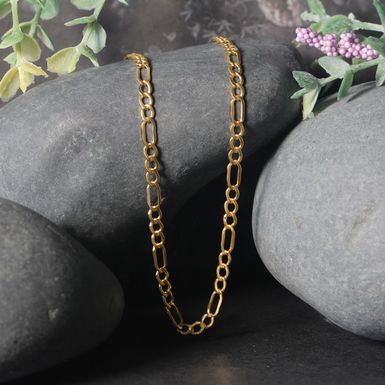 3.5mm 14k Yellow Gold Lite Figaro Chain (24 Inch)