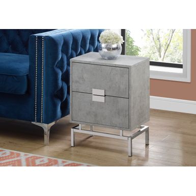 Accent Table/ Side/ End/ Nightstand/ Lamp/ Storage Drawer/ Living Room/ Bedroom/ Metal/ Laminate/ Grey/ Chrome/ Contemporary/ Modern