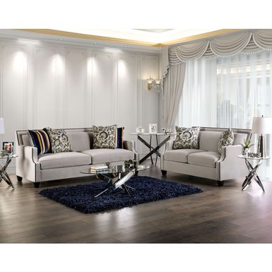 Transitional Fabric 2-Piece Sofa Set in Light Gray