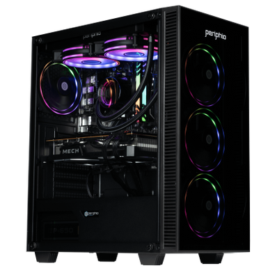 Periphio Firestorm Prebuilt VR Ready Gaming PC, AMD Ryzen 5 5600X (4.6GHz Turbo), Radeon RX 6750 XT (12GB), 1TB M.2 NVMe SSD, 16GB DDR4 RAM, Windows 10, WiFi + BT