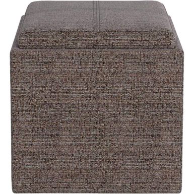 Simpli Home Rockwood Cube - storage ottoman - square - tweed - mink brown