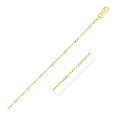 Bar Links Pendant Chain in 14k Two Tone Gold (1.4mm) (18 Inch)