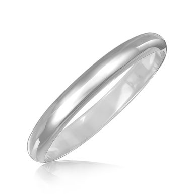 Sterling Silver Dome Style Bangle with Rhodium Plating (7.5 Inch)