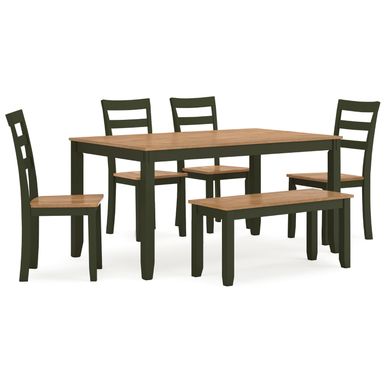 Gesthaven Dining Table with 4 Chairs and Bench (Set of 6)